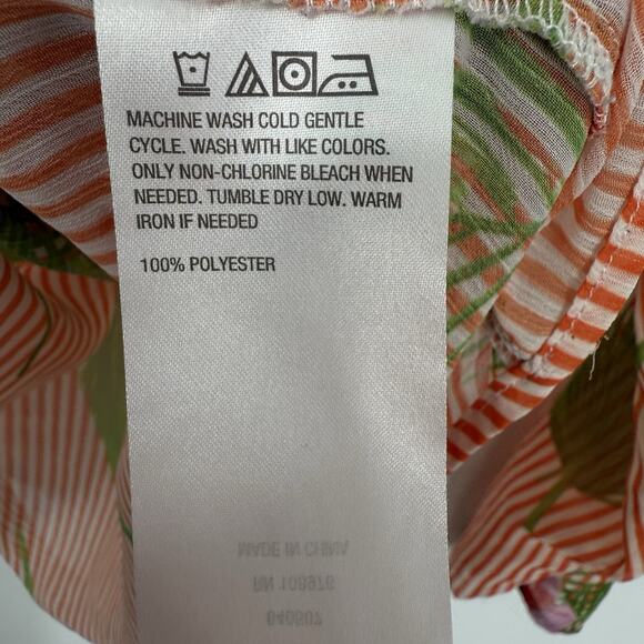 Lemon Way Sheer Chiffon Top Size XL Tropical Bird Parrot long Sleeve Pullover - Picture 9 of 10